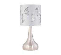 Romana - Brushed Chrome Touch Table Lamp with White Fern Shade