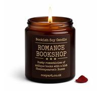 Romance Bookshop Soy Candle 200ml | Bookish Scented Candle Inspired by Antique Books | Handmade Natural Soy Wax | Amber Glass Jar | Vegan | Cosy Art London