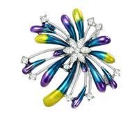 Romance Brooch Symbolizing Blessings Featuring Pyrotechnics Art with Crystals and Enameled Gift Elegant Brooch