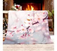 Romance Florals Cherry Blossoms Flannel Fluffy Throw Blanket Warm Soft Lightweight Cozy Pink Microfiber Blanket Throw for Bed Couch Sofa All Seasons for kid 130x150 cm