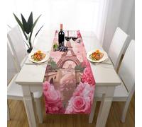 Romance Love Couple Table Runner Paris Eiffel Tower Table Cloth, Seasonal Kitchen Dining Decorating, Home Party Scenery River Banquet Supplies 30x180 cm