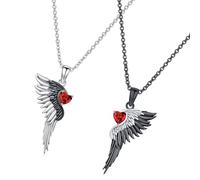 Romance Love Symbol Necklace with Angel Devil Wing Charm Elegant Unisex Jewelry for Couples Angelic Devil Wing Necklace