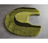 Romance Palm Green Toilet Mat with Cutout 55x55cm Pile Height: High-Low Effect