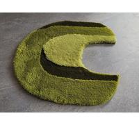 Romance Palme Green WC Mat With Cut-Out 55x55cm 15-25mm High-Low Effect