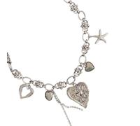 Romance Retro Heart Designs Statement Necklace Featuring Multiple Dangling Tassels Charm Traditional Charm Necklace