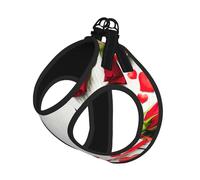 Romance Rose Flower With Heart Petal Print Harness Leash Set For Cat And Small Dog, Adjustable, Reflective, And Escape-Proof Vest With Soft Breathable Mesh Lining