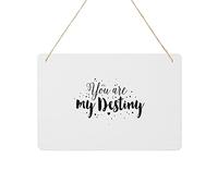 Romance Text Welcome Sign for Front Door, Metal Tin Signs with Rope Hanging Rustic Plaque 12"x8" Farmhouse Home Porch Entryway Garden Yard Sign, You are My Destiny