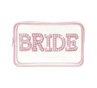 Romance Theme Clear Cosmetic Bag PVC Makeup Holder Pocket with Bridal Letter for Bridal and Bridesmaids Gift Giving Printed Cosmetic Case