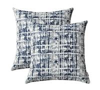 ROMANDECO Jacquard Decorative Throw Pillow Covers for Couch/Sofa/Bedroom, 2 Pack, 18x18 inch (45cm), Navy Blue