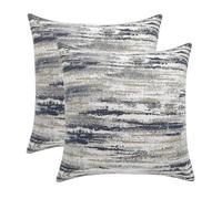 ROMANDECO Jacquard Striped Decorative Throw Pillow Covers Cushions for Couch/Sofa/Bedroom, 2 Pack, 16x16 inch, Navy Blue