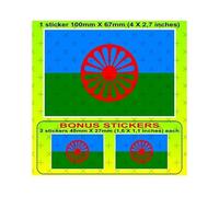 Romani People Flag 100mm (Approx. 3.9") StickersWorld Vinyl Bumper Sticker Decal x1 + 2 Bonus - Roma, Sinti, Kale, Vlax, Dom, Manouche, Calé, Kalderash - International Romani Community & Heritage