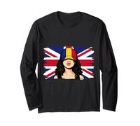 Romania Britain Flags Women Roots British Romanian Heritage Long Sleeve T-Shirt