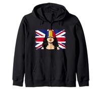 Romania Britain Flags Women Roots British Romanian Heritage Zip Hoodie