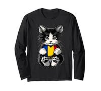 Romania Cute Cat Heart Romanian Flag Romanian Roots Long Sleeve T-Shirt