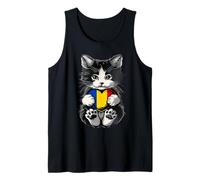 Romania Cute Cat Heart Romanian Flag Romanian Roots Tank Top