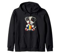 Romania Cute Dog Heart Romanian Flag Romanian Roots Zip Hoodie