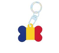 Romania Flag Dog Tags Dog Tags Dog Bone Shape Acrylic Keychain Double Sided Pattern Tags for Dogs Cats, Small, Acrylic