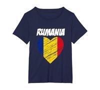Romania Flag I Love Shirt Flag T-Shirt, Women's Plus, Navy Blue, 4X