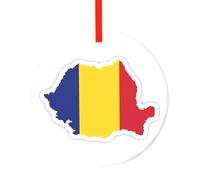 Romania Flag Map Christmas Hanging Sign Decorations For Xmas Door Wall Tree Decorations Indoor Outdoor