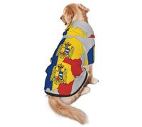 Romania Flag Map Dog Hoodie for Medium Large Dogs, Warm Soft Pet Sweatshirt, Easy to Wear Jumper Clothes