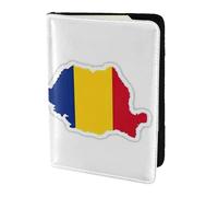 Romania Flag Map print Leather Card Case Travel Accessories Passport Holder Cover Wallet for Women Men, Black, One Size
