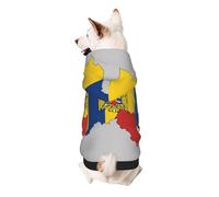 Romania Flag Map Print Small Dogs Warm Hoodie, Soft And Breathable Sweatshirt, Easy To Wear Jumper For Winter And Fall, Cold Weather Hooded Coat Pullover