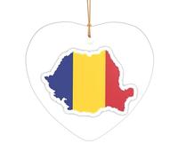 Romania Flag Map Print Xmas Ornament Hanging Decor, Acrylic Romantic Christmas Decoration for Home Wedding Anniversary