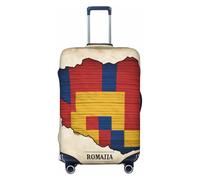 Romania Flag map with Horizontal Lines Print Travel Luggage Cover Suitcase Cover Protector Suitcase Washable Baggage Covers Anti-Scratch