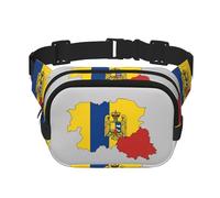 Romania flag map01 print Cute Large Black Fanny Packs for Women Cross Body Waist Bag Nylon Fashionable Fanny Pack, Black, One Size