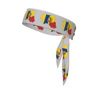 Romania Flag Map01 Print Tie Headband For Women Men,Ninja Headbands, Sweat Headband,For Athletic Yoga Running Gym.
