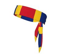 Romania Flag Patterned Sports Headscarf Unisex Sweat Absorbing Headband for Tennis Volleyball Jogging Yoga