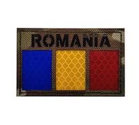 Romania Flag Reflective Patch IR Infrared National Flags Sew on Emblem Morale Tactical Military Armband Badges Loop Hook Decorative DIY Patches Appliques (CPC)