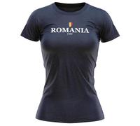 Romania Football Womens T Shirt Romanian Ladies Tee, L, Navy