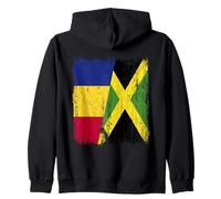 Romania Jamaica Half Flag Romanian Jamaican Heritage Zip Hoodie