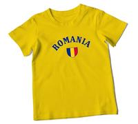 Romania Kids Tshirt Romania Football T Shirt Romanian Flag Badge Tee Gift Romanian Apparel Tshirt, 2-3 Years, Yellow