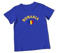 Romania Kids Tshirt Romania Football T Shirt Romanian Flag Badge Tee Gift Romanian Apparel Tshirt, 9-11 Years, Royal