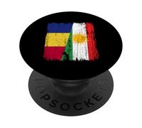 Romania Kurdistan Half Flag Romanian Kurdish Jersey PopSockets Adhesive PopGrip