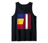 Romania Latvia Half Flag Romanian Latvian Heritage Tank Top