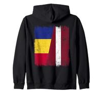 Romania Latvia Half Flag Romanian Latvian Heritage Zip Hoodie
