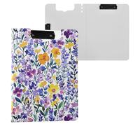 Romania Lavender Summer Flowers Clipboard Folder Two Metal Clips Pen Holder Clip Board with Cover Clipboard Clipfolio Document Storage