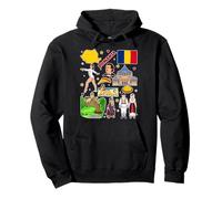 Romania Map Landmarks Culture Travel Souvenir Romanian flag Pullover Hoodie