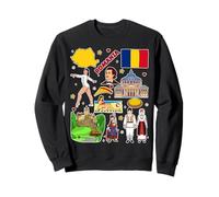 Romania Map Landmarks Culture Travel Souvenir Romanian flag Sweatshirt