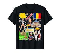 Romania Map Landmarks Culture Travel Souvenir Romanian Flag T-Shirt