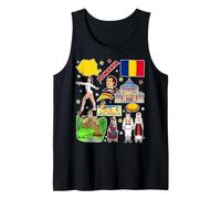 Romania Map Landmarks Culture Travel Souvenir Romanian Flag Tank Top