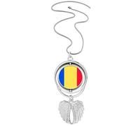romania national flag eu country Pendant Angel Wings Rotating Necklace Jewelry