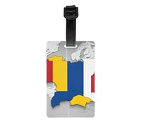 Romania Position Flag Map Print Easy-to-Identify Luggage Tags,Cute Luggage Tags,Suitable for Suitcases,Backpacks,and Airplane Travel Essentials