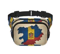 Romania three-dimensional flag map print Cute Large Black Fanny Packs for Women Cross Body Waist Bag Nylon Fashionable Fanny Pack, Black, One Size
