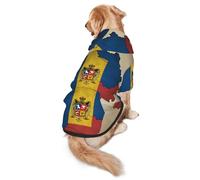 Romania Three-Dimensional Flag Map Print Soft Dog Hoodie For Medium To Large Dogs, Warm And Breathable Winter Pet Sweatshirt, Easy To Wear Jumper For Cold Weather