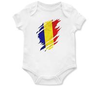 Romania Torn Babygrow Babies Boy Girl Romanian Football Vest, 3-6 Months, White