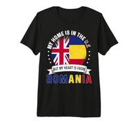 Romanian British Patriot Heart from Romania Grown Britains Premium T-Shirt
